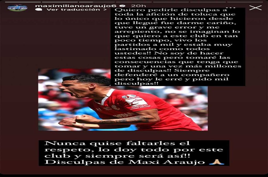 Volpi y sus razones para no disculparse con la afición del Toluca 0