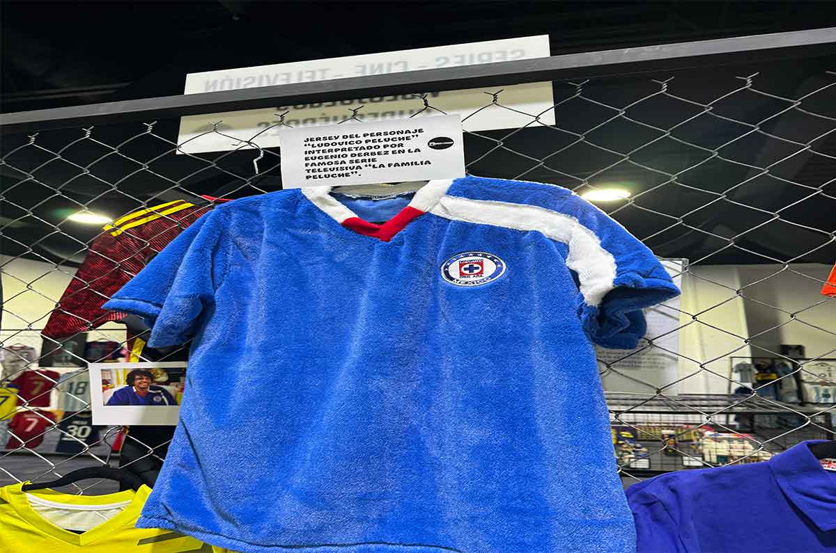 Jersey de Cruz Azul usado en la familia peluche