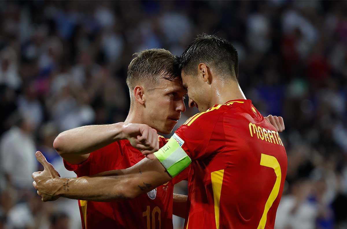 Dani Olmo y Morata en celebración