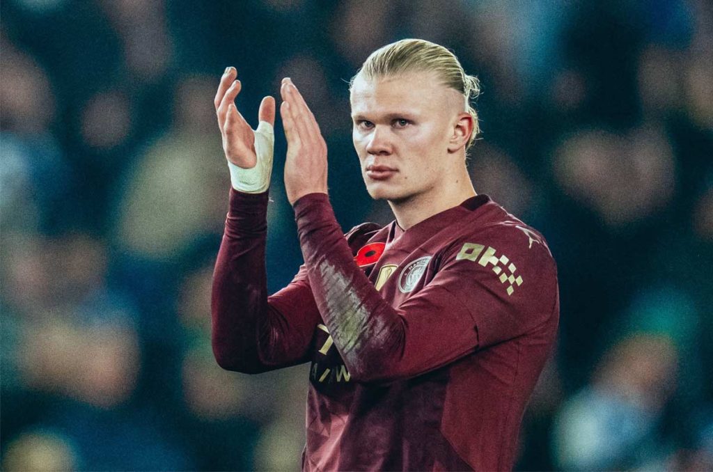 Erling Haaland se prepara con el Manchester City para enfrentar al Tottenham Hotspur
