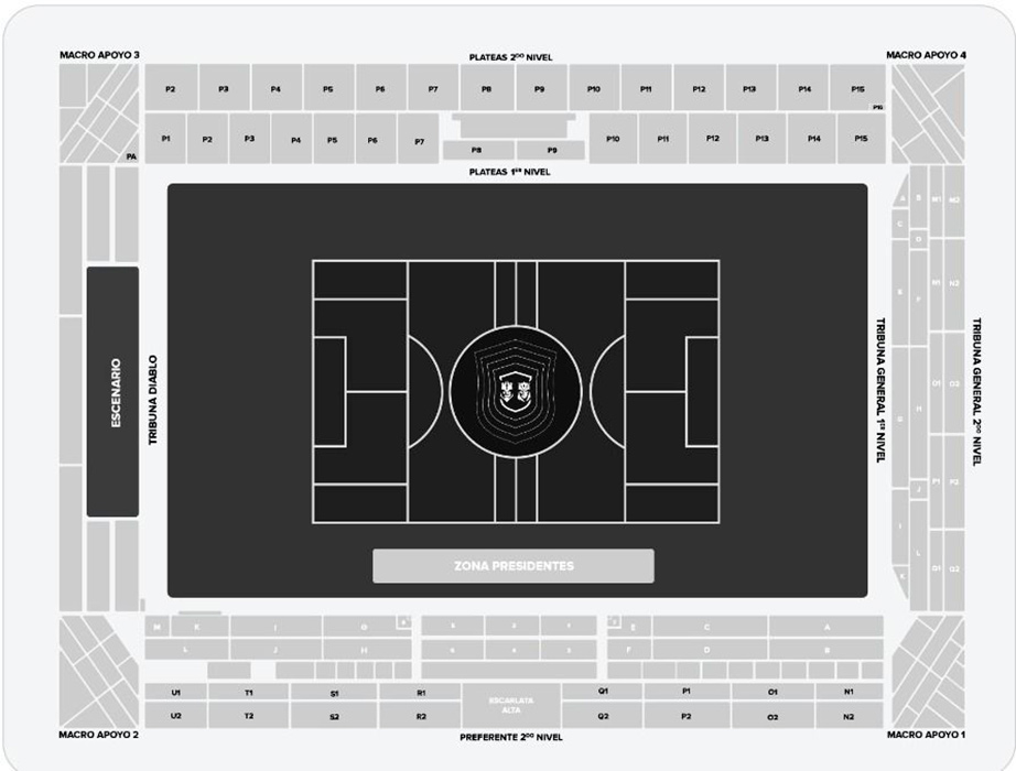 Este es el mapa del Estadio Nemesio Diez para el Final Four Kings League y Queens League