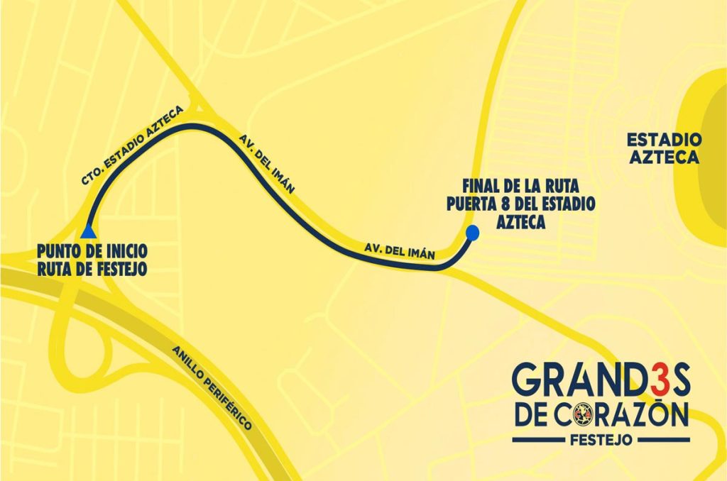 Este será el mapa con la ruta que seguirá el festejo de las Águilas del América