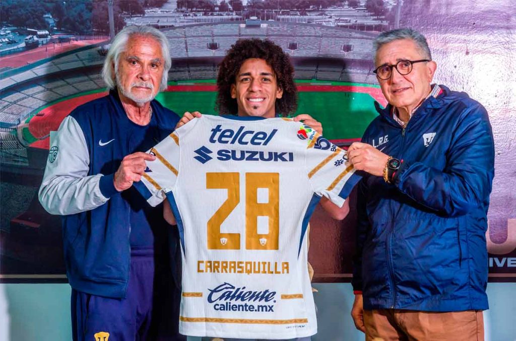 Coco Carrasquilla ya es futbolista de los Pumas de la UNAM oficialmente