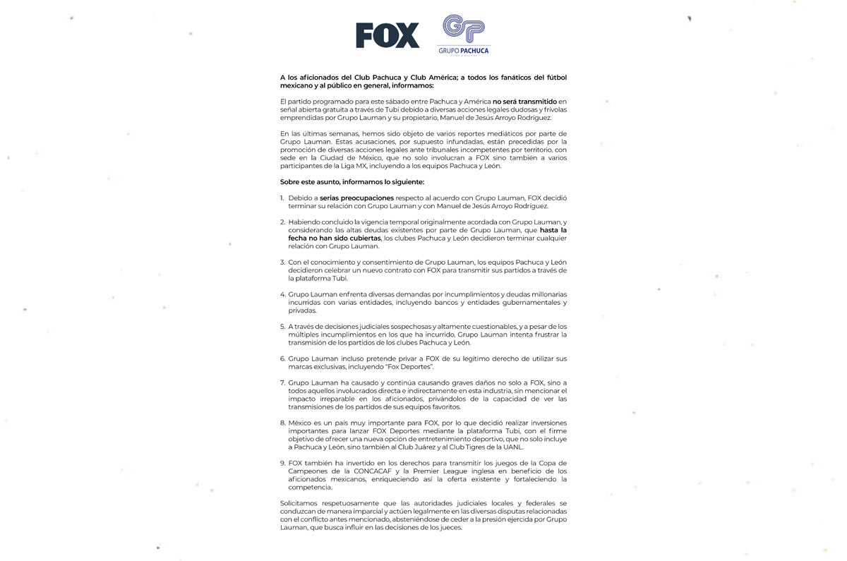 tubi-fox-sports-comunicado