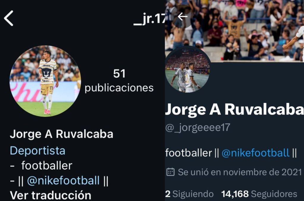 Jorge Ruvalcaba quitó de sus redes sociales que es jugador de Pumas