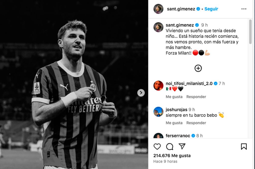 Este fue el mensaje de Santiago Giménez sobre su futuro en el Milan