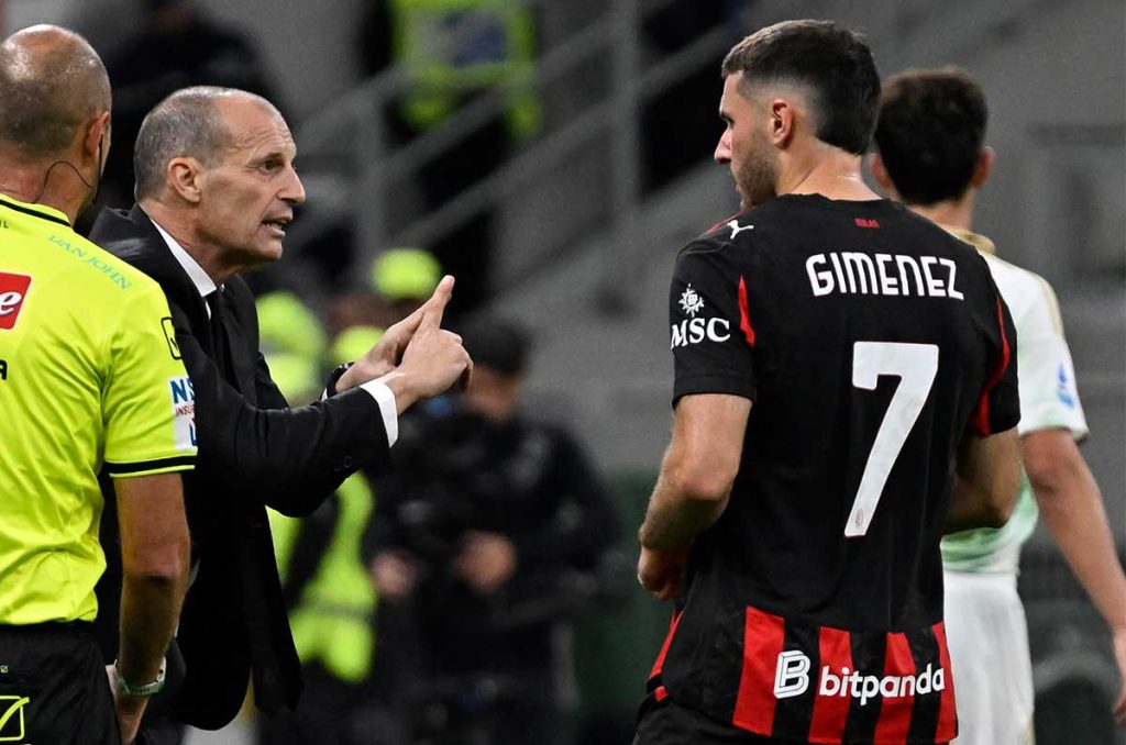 Massimiliano Allegri defendió el trabajo de Santiago Giménez