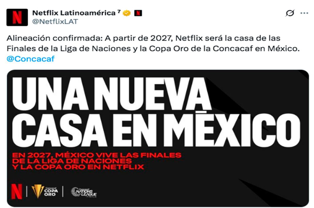 Netflix ha anunciado la Liga de Naciones de la Concacaf y Copa Oro en sus transmisiones